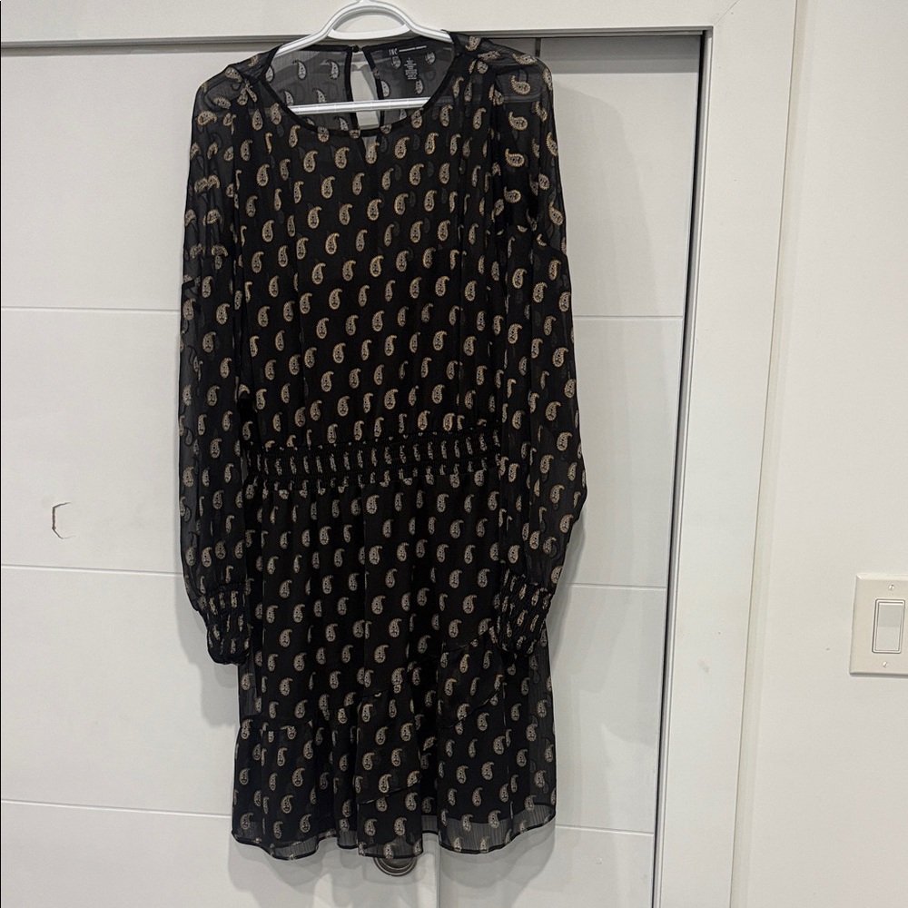 INC Elegant Black and Gold Paisley Dress